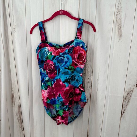 Miraclesuit Women’s 10 Floral One Piece Swimsuit Beach Pool Ocean - Picture 1 of 6